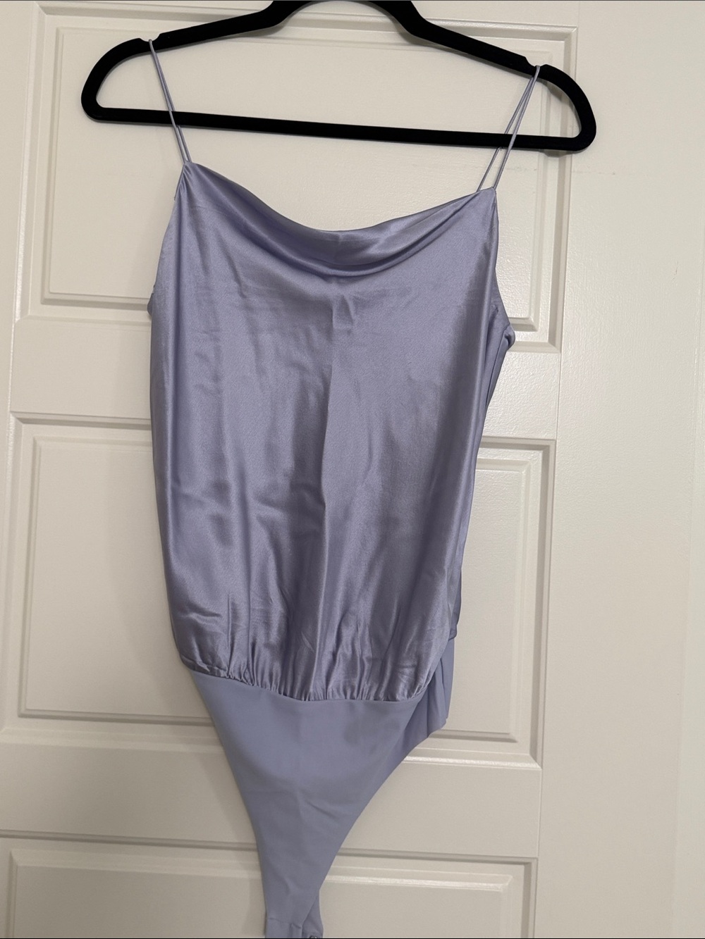 Silk  Cami NYC Cowl Neck Spaghetti Strap Bodysuit - Lavender